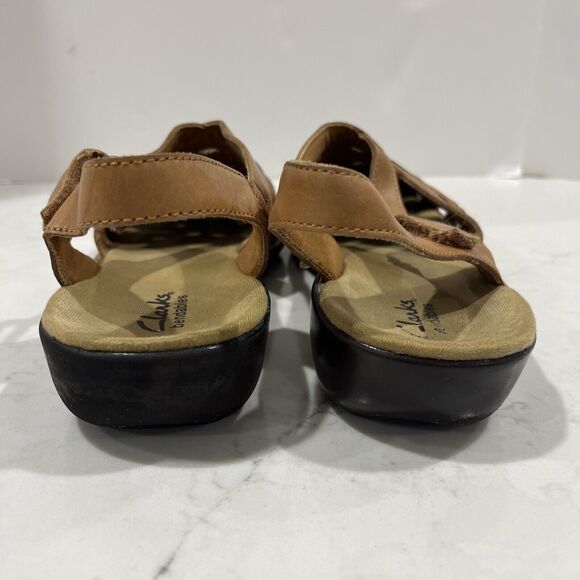 Clarks Womens Bendables Leather Comfort Sandals Light Brown Slingback Sz 10 - Picture 7 of 12